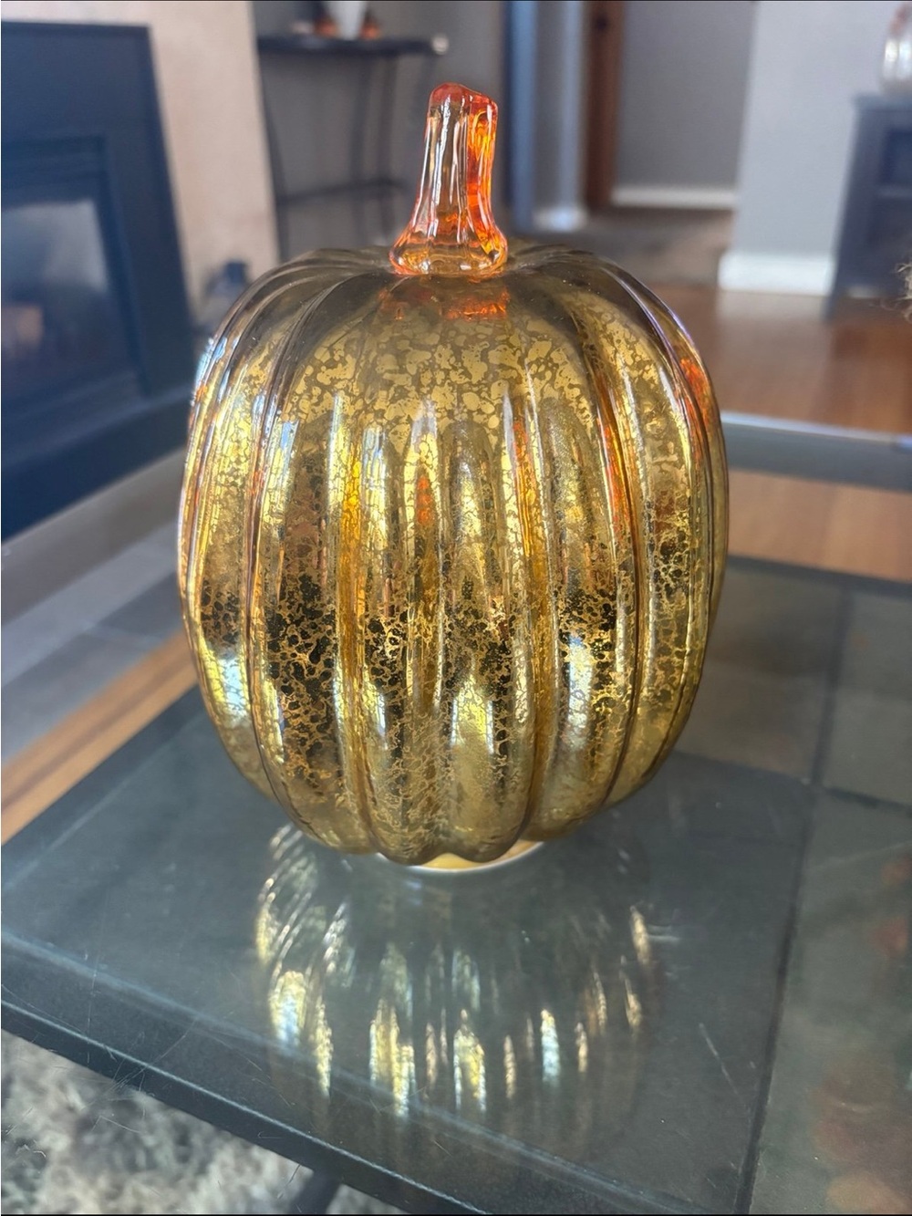 Decorative Gold Glass Pumpkin Accent by